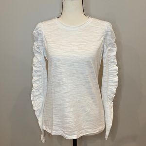 House of Harlow 1960 puff sleeve ruched long sleeve burnout crewneck shirt